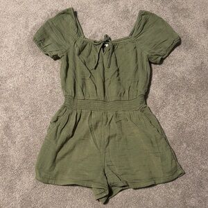 Aerie Olive Short-Sleeve Romper